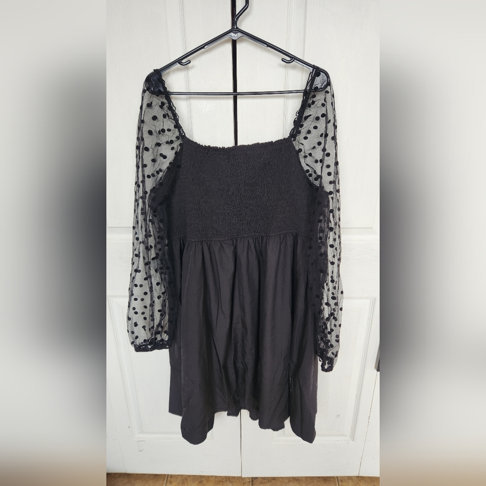 Sheer Sleeve Black Dress